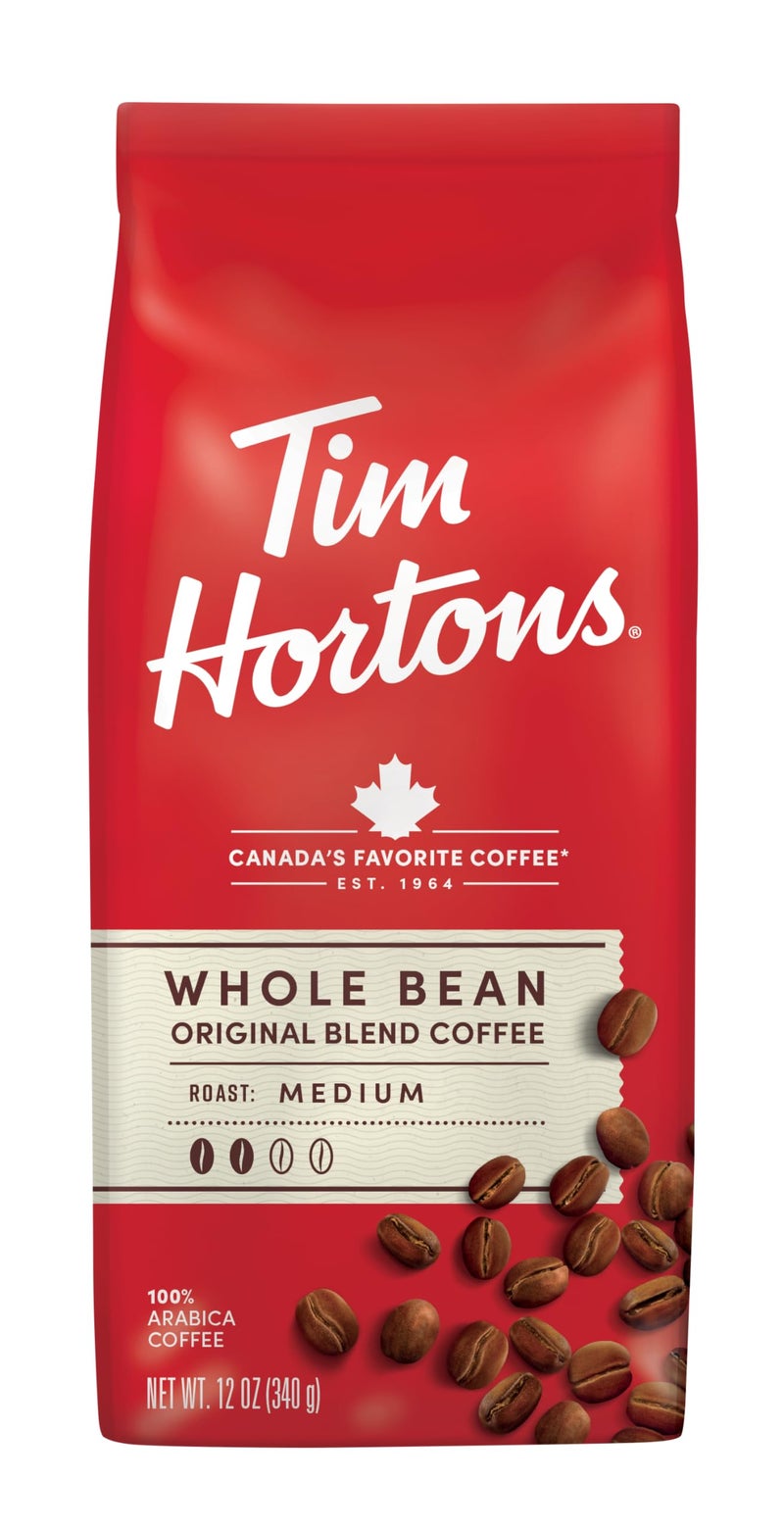 Tim Hortons قهوة تيم هورتونز حبوب كاملة أصلية، تحميص متوسط، مصنوعة من 100% حبوب أرابيكا، 12 أونصة كيس - Image 1